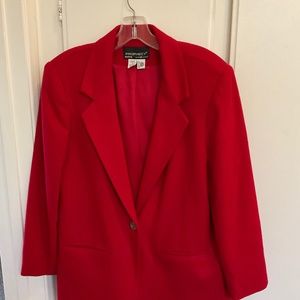 Prophecy by Sag Harbor wool blazer, red, 8 petite.